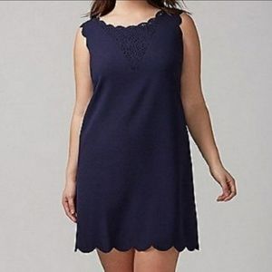 Julia Jordan navy blue shift scalloped edge dress
